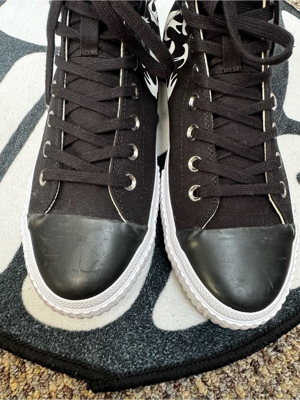 McQ Alexander McQueen Swallow Vulc High Black White Sneakers EU 42